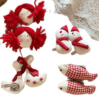 Korean Ins Style Red New Year Christmas Brooch for Girls, Cute Cartoon Sweet Clothes Accessory