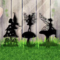 Garden Silhouette Fairy Bird Metal Stake Ornament for Lawn and Yard Decor
