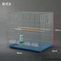 Large Galvanized Breeding Cage for Parrots and Mynahs, 60x42x55cm