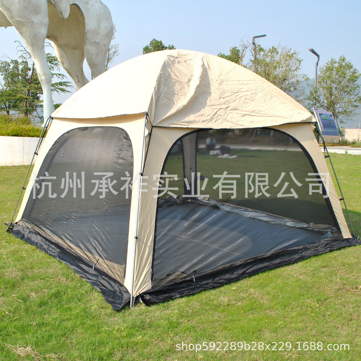 Large Double-Layer 6-Person Camping Tent with Groundsheet for Family Outdoor Shelter