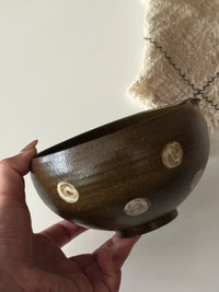 Handmade Ceramic Japanese Matcha Bowl with Underglaze Dots - High-Temperature Fired
