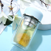 Double-Layer Portable Glass Tea Infuser Bottle for Women, 200ml