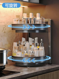 Rotating Spice Rack Organizer for Kitchen Countertop, Multi-functional Storage Tray