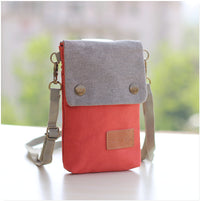 Solid Color Canvas Crossbody Phone Bag with 3 Layers, Casual Fabric Shoulder Purse and Wallet
