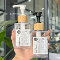 100ml Flat Square PET Lotion Dispenser Bottle with Bamboo Pump for Skincare and Hand Sanitizer