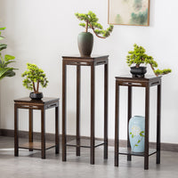 Bamboo Plant Stand with Storage Shelf for Living Room Balcony