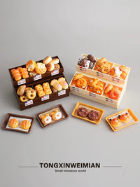 Miniature Bread and Dessert Display Stand with Play Food Accessories for Kids