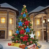 4th of July 7CM 3D Star Ornaments for Independence Day & Christmas Tree Decoration, 12-Pack