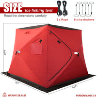 Portable Ice Fishing Tent, Thermal Insulated Winter Shelter for Outdoor Snow Fishing