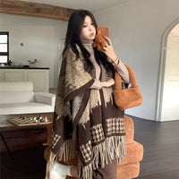 Women's Reversible Plaid/Patterned Shawl Scarf - Stylish & Versatile for Office or Casual Wear