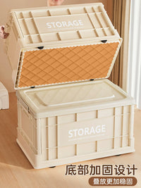 Foldable Storage Bin with Lid and Wheels, Large Capacity Plastic Organizer for Clothes, Home, and Camping