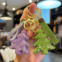 Rhinestone Christmas Tree Keychain Bag Charm