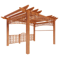 Aluminum Alloy Wood Grain Pergola for Outdoor Villa Courtyard