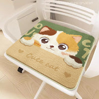 Winter Plush Faux Cashmere Seat Cushion for Office & Students, Cartoon Animal Design, Warm & Comfortable