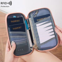 RFID Blocking Neck Pouch Passport Holder Travel Wallet for Men and Women