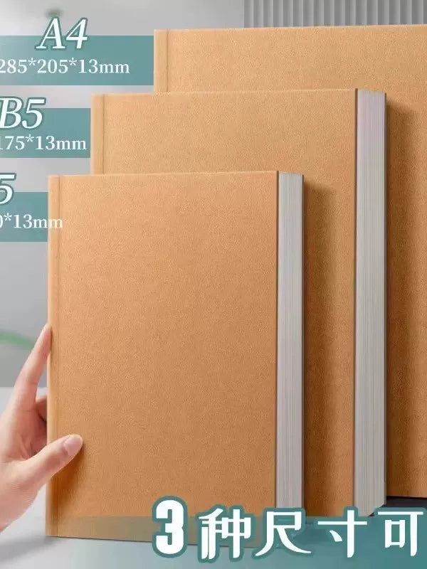 Vintage Kraft Paper Notebooks, A5 Thickened Blank/Lined/Grid Journal for Students and Office