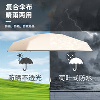 Retractable Handle Capsule Umbrella, UV Protection, Dual-Use Sun/Rain, Compact Portable 5-Fold Umbrella