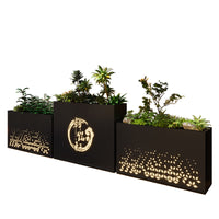 Outdoor Iron Stainless Steel Planter Box with Solar Light for Restaurant & Plaza Dividers
