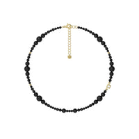 Vintage Black Onyx Beaded Necklace for Women, Non-Fading Summer Design Clavicle Chain