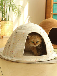Enclosed Cat Tent Bed Winter Warm Cat House Removable Washable Scratch-Resistant for All Seasons