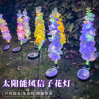 LED Solar Decorative String Lights for Garden and Yard, Outdoor Waterproof Ground Plug Lamp with Simulated Violet Design