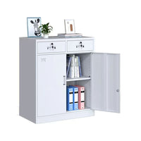 Lockable Steel Office Storage Cabinet with Drawers and Double Doors