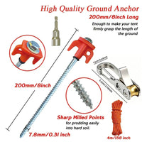 High-Strength Self-Locking Tent Stakes and Guy Ropes Set for Outdoor Camping and Awnings