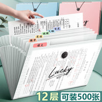 A4 Multi-layer Expanding File Folder for Students, Large Capacity Document Organizer with Index and Stickers