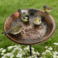 Vintage Bird Bath and Feeder Garden Stake Decor