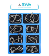 9-Piece Interlocking Metal Puzzle Set for Kids and Adults, Brain Teaser Toy
