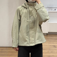 Women's Windproof Stand-Collar Jacket with Hood Casual Loose Short Coat