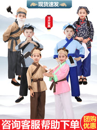 Kids' Traditional Chinese Farmer/Villager Costume for Stage Performances