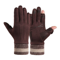 Winter Warm Cycling Fishing Gloves for Men and Women, Suede Lined, Thickened, Windproof, Non-slip, Touchscreen Compatible