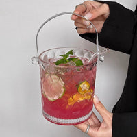 Glass Ice Bucket with Handle, Thickened Large Capacity Champagne Beer Cooler for Bar KTV Home Use
