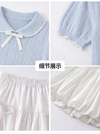 Girls' Polo Shirt & Ruffle Skirt Set - Summer Two-Piece Outfit for Kids
