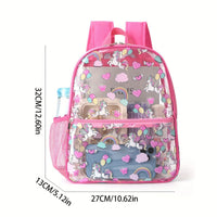 Kids Cartoon Print Transparent PVC Backpack for School and Casual Use