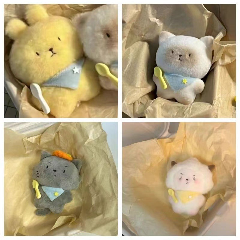 Squeaky Eating Cat Plush Keychain Pendant for Bags and Gifts