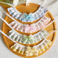 Pet Lace Bow Collar Bib for Cats and Dogs, Plaid Princess Style, Soft Pastel