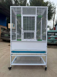 Large Wrought Iron Flight Bird Cage for Parrots and Breeding, Thickened Wire Spacing
