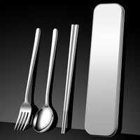 Portable 316/304 Stainless Steel Cutlery Set with Storage Case for Students and Office Workers