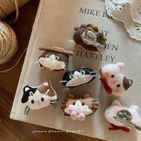 Korean Ins Style Handmade Fabric Cat Girl Brooch Hair Clip Dual-Use Accessory