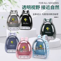 Transparent Pet Bird Carrier Backpack with Perch and Food Cups for Travel