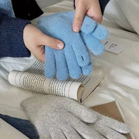Fingerless Faux Rabbit Fur Touchscreen Gloves for Winter Cycling and Phone Use