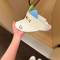 Cute Floral Cat Topless Sun Visor for Women, Wide Brim UV Protection, Face Slimming Design
