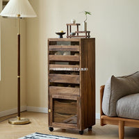 Solid Wood Display Cabinet with Glass Doors and Drawers for Collectibles, Tea Sets, or Dental Tools