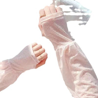 Lace Ice Sleeves for Women, UV Protection Arm Sleeves for Outdoor Cycling and Driving