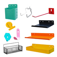Pegboard Hooks and Shelves for Desk Organization, Metal Storage Rack Accessories