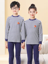 Kids' Cotton Thermal Underwear Set for Boys and Girls, Mid-Neck Pajamas, Loungewear