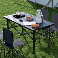 Portable Roll-Up Camping Table and Chair Set for Outdoor Picnics and BBQ