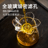 Heat-Resistant Glass Tea Infuser Set with Flower Design Filter